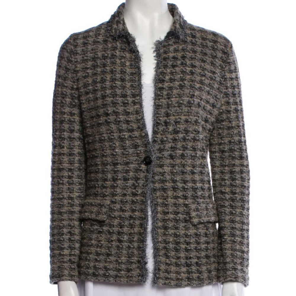 Cashmere Houndstooth Tweed Look Blazer